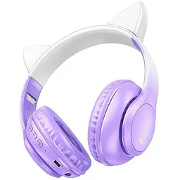Навушники бездротові з вушками Hoco Cat ears BT headphones W42 біло рожеві - мініатюра 4