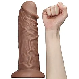 Вібратор Lovetoy Realistic Chubby Dildo 10.5'' 26.6 см коричневий - мініатюра 3