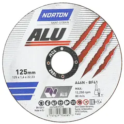 Диск відрізний по алюмінію NORTON-Alu A46N Ø= 125/22.2 мм (66252839270)
