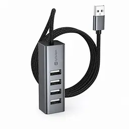 USB-хаб Veron H4A 4-в-1, USB-A на 4 USB-A, USB 2.0, 480 Мбіт/с, кабель 1 м - мініатюра 3