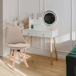 Туалетний столик Jumi Scandi LED + крісло Saida бежевий (шкіряні ручки) - мініатюра 4