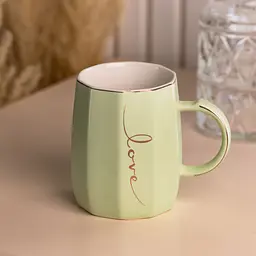 Чашка керамічна Happy Life Love 400 мл зелена HP7188GR - мініатюра 4