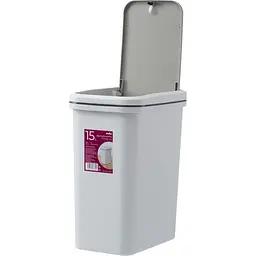 Відро для сміття MBM My Home з кришкою 15 л сіре (BIN-04 15L GRAY) - мініатюра 2