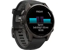 Спортивний годинник Garmin Fenix 8 43mm AMOLED Sapphire Carbon Gray DLC Tit. w. Black/Pebble Gray S. Band (010-02903-20/21) - мініатюра 9