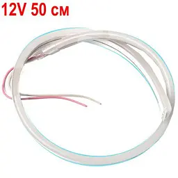 LED Стрічка гнучка силікон 12v 50 см Білий Неон (бічне свічення 12 мм 6 мм) - мініатюра 7