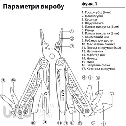 Мультитул UAD MasterGear професійний 17 інструментів (UAD-00S) - мініатюра 6