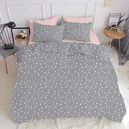 Комплект постільної білизни Cosas євро з простирадлом на резинці GREY STARS 200 x 220 см (StarGW_El-Rose_200) - мініатюра 4