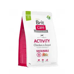 Сухий корм Brit Care Dog Sustainable Activity для собак з підвищеною активністю, з куркою та комахами, 3 кг