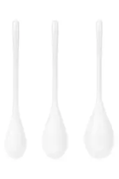 Вагінальні кульки кульки Кегеля тренажер м’язів Satisfyer Yoni Power 1 White — силіконовий набір, білий - миниатюра 4