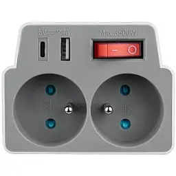 Розгалужувач 2x2P+USB A USB C