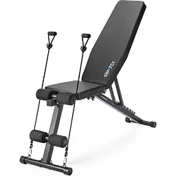 Складана регульована лава для тренувань Gymtek XL400 з еспандерами для дому