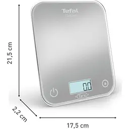 Ваги кухонні Tefal Optiss 5 кг скло AAAx2 в комплекті сріблясті (BC50U4V0) - мініатюра 4