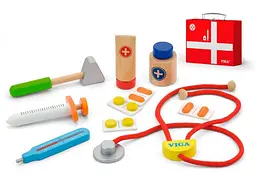 Ігровий набір Viga Toys Валіза доктора 50530 дерев'яний набір 10 інструментів лікаря - мініатюра 2