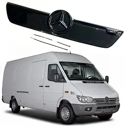 Зимова накладка на радіаторні грати Mercedes Sprinter CDI 2000-2006 Мала решітка з рамкою Глянець (Voron Glass)