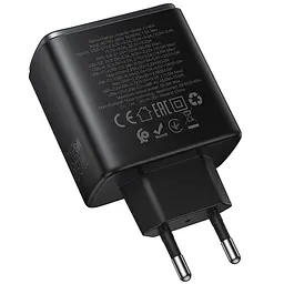 Мережевний зарядний пристрій Hoco C160A Upgrade PD65W+QC3.0 1USB-A/2C Black - мініатюра 3