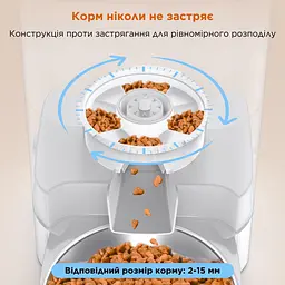Автоматична годівниця для котів HoneyGuaridan A305D 5 л з двома мисками, білий - мініатюра 6