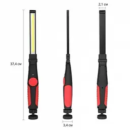 Ліхтар акумуляторний складаний з магнітом Червоний WORKLIGHT-W55-COB - мініатюра 3