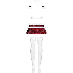 Еротичний костюм школярки з мініспідницею Obsessive Schooly 5pcs costume S/M, біло-червоний - мініатюра 6