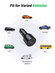 Автозаряджання UGREEN EC705 130 W 3xUSB (2xUSB-C+USB-A) чорна - мініатюра 3