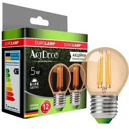 Лампочка Eurolamp LED G45 5W 530 Lm E27 4000K deco 2шт (MLP-LED-G45-05274(Amber))