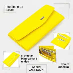 Яскраве жіноче портмоне з натуральної шкіри флотар Canpellini 21697 жовте - мініатюра 3
