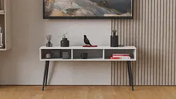 Тумба під телевізор Кентуккі Ferrum-decor 45x139x38 Чорний метал ДСП Білий 16 мм (FRD-106733)