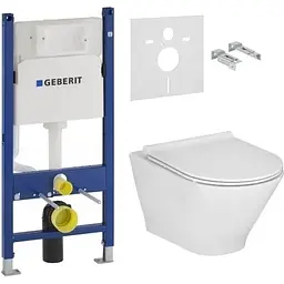 Комплект інсталяція Geberit Duofix 458.126.00.1 + унітаз Roca Gap Round Rimless A34H0N8000 з кришкою Soft Close, Білий