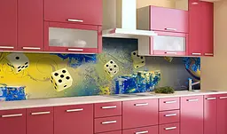 Вініловий кухонний фартух Гральні Кістки наклейка для кухні Абстракція Синій 60х200 см Happy Pocket Z181528 - мініатюра 2