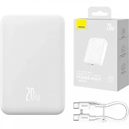 Універсальна мобільна батарея Baseus Magnetic Mini 20000 mAh бездротова зарядка (PPCX100102) біла - мініатюра 8