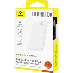 Зовнішній акумулятор Baseus EnerFill FP11 10000mAh 15W White (P1008210C213-00) [152199] - мініатюра 4