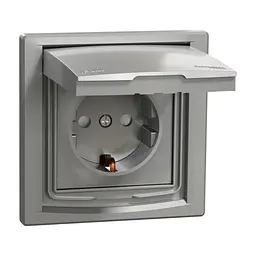 Розетка Schneider Electric ASFORA з кришкою IP44, алюміній (EPH3100361) - мініатюра 2