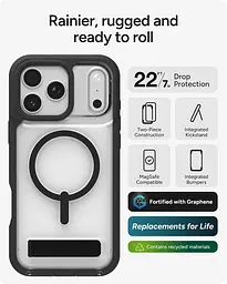 Чохол протиударний для iPhone 17 Pro Max (6.9") ZAGG Gear4 Rainier MagSafe KS Прозорий з підставкою Black аналог OtterBox - мініатюра 4