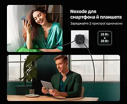 Мережевий зарядний пристрій UGREEN Nexode CD294 адаптер живлення 2 порти USB-C до 45 Вт сірий (90573) - мініатюра 2