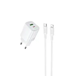Мережевий зарядний пристрій з кабелем BOROFONE BAS83A Star PD20W+QC3.0 charger set (C to iP) (EU) Білий
