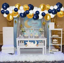 Набір для гірлянди з повітряних куль (Balloon Garland) — синьо-золота арка з кульок із конфеті декор для фотозони дня народження - мініатюра 2