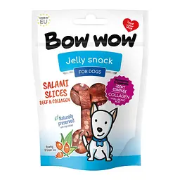 Ласощі для собак Bow wow слайси салямі з яловичини та колагену, 80 г