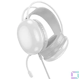 Ігрові накладні навушники Hoco W109 Rich, USB, 3.5мм, 2м, Білий - мініатюра 2