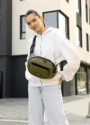Сумка через плече жіноча бананка Sambag Flex хакі 30 × 17 × 10 см (85351019)