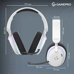 Навушники GamePro Asgard Bragi 7.1 RGB Tri-Mod White бездротові (HSW250W) - мініатюра 10