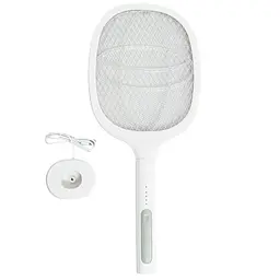 Електрична мухобойка Multifunction Electric mosquito Swatter Біла, ракетка від комарів із док станцією (ST) - мініатюра 3
