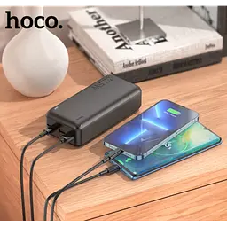 Повербанк чорний зовнішній акумулятор Power bank акумулятор для телефону HOCO J101B Astute 30000mAh - мініатюра 2