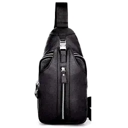 Сумка-слінг чорна шкіряна Tiding Bag F-A25F-5003A