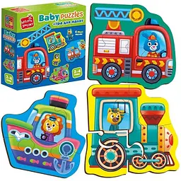 Детские развивающие картонные пазлы Vladi Toys Транспорт Животные с игрой (VT1722-28) - миниатюра 3