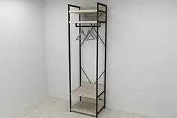 Шафа Гардероб Уні секція 2 серії Конект Ferrum-decor 220x60x50см Чорний метал ДСП Дуб Сонома 32 мм (FRD-104537) - мініатюра 2