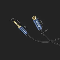 AUX 3.5mm подовжувач Ugreen AV118 аудіо кабель, 4-pin, 1.5м Чорний з синім - мініатюра 8