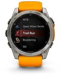 Смарт-годинник Garmin Fenix 8 51mm AMOLED Sapphire Titanium w. Spark Orange/Graphite Silicone Band (010-02905-10/11) - мініатюра 3