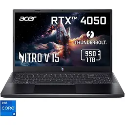 Ноутбук Ігровий Acer Nitro V 15 ANV15-51-78ST i7-13620H la 49GHz, Full-HD, IPS, 32GB DDR5, 1TB, RTX 4050