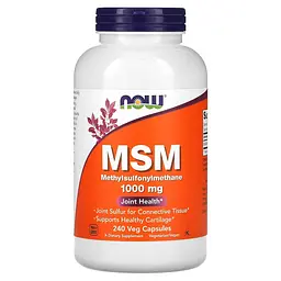 Препарат для суглобів і зв'язок NOW MSM 1000 mg, 240 вегакапсул