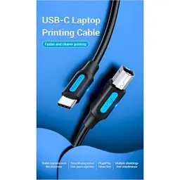 Кабель для принтера USB-C 2.0 to BM 2.0m 2.4А 480Mbps Vention (CQUBH) - мініатюра 3