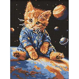 Алмазна мозаїка "Зоряний котик" art_selena_ua Ideyka AMO8167, 30x40 см